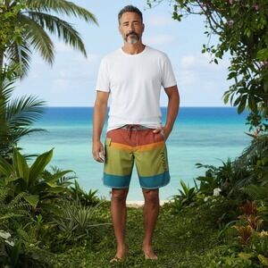 RVCA Mens Performance Stretch Board Shorts Striped Multicolor Size 31